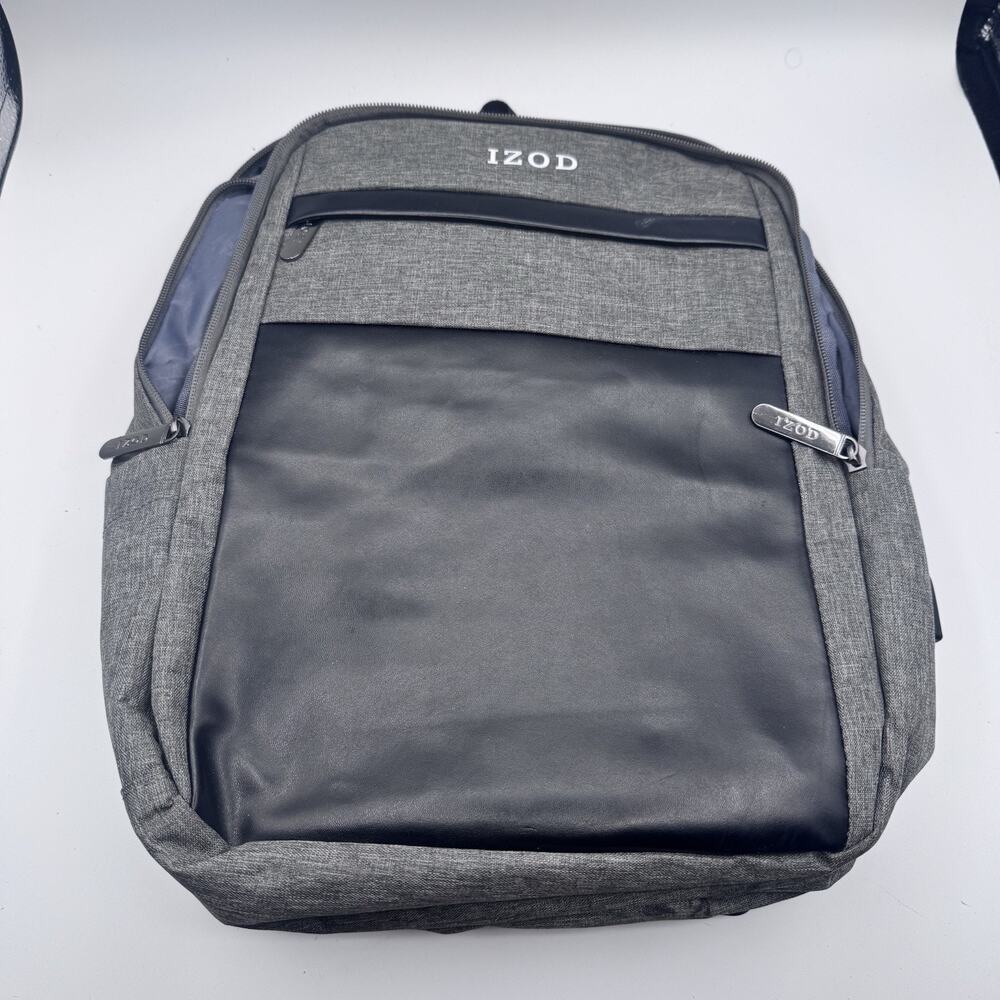 IZOD Black Backpack for Men Zip Closure Pockets Adjustable Strap Casual Travel